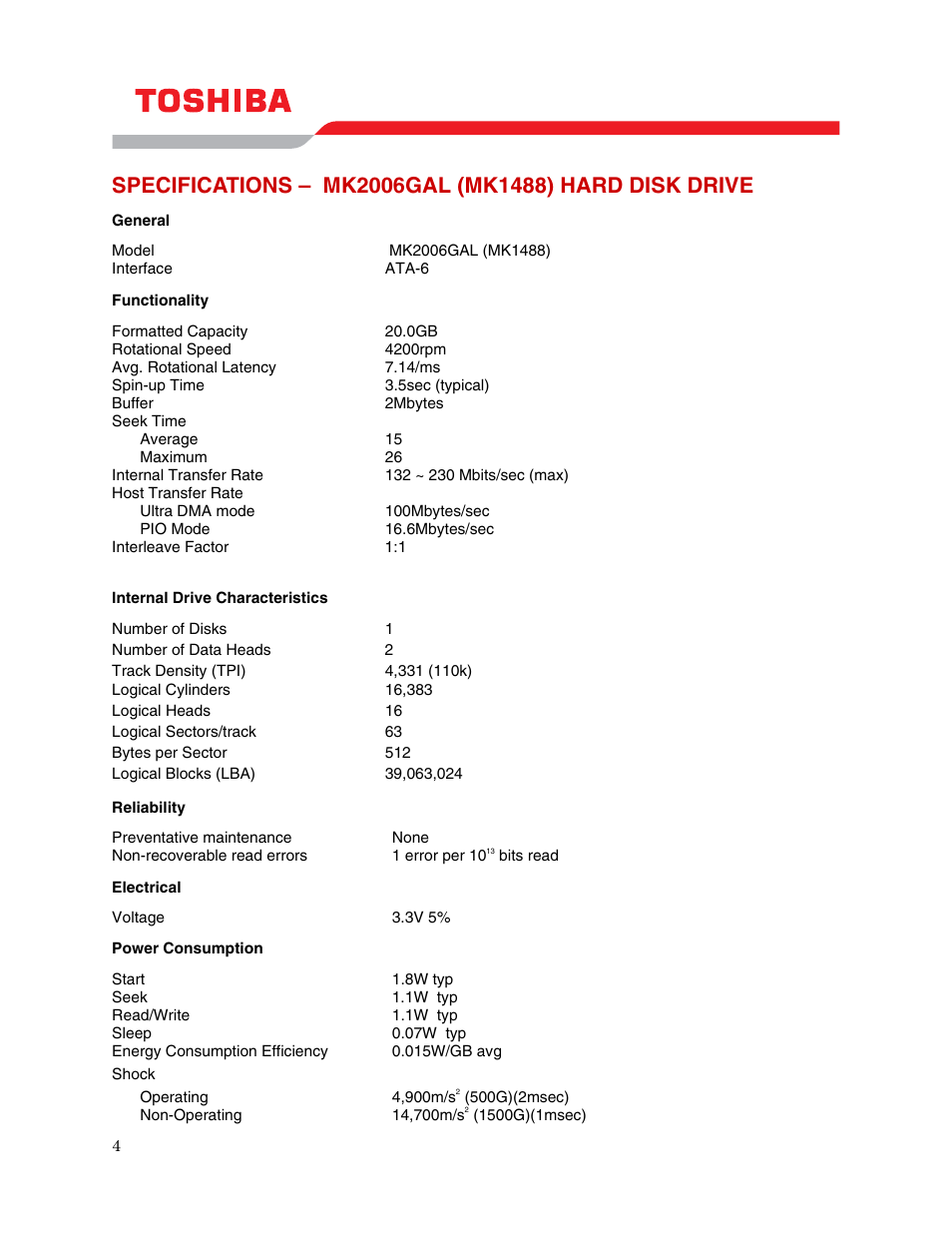 Toshiba MK2006GAL User Manual | Page 6 / 9