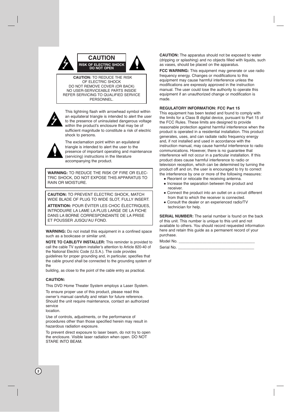 Caution | Toshiba SD-C67HTSU User Manual | Page 2 / 46