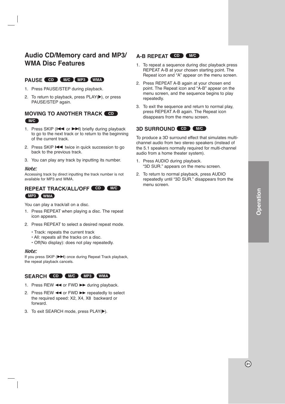 Operation | Toshiba SD-C67HTSU User Manual | Page 31 / 46