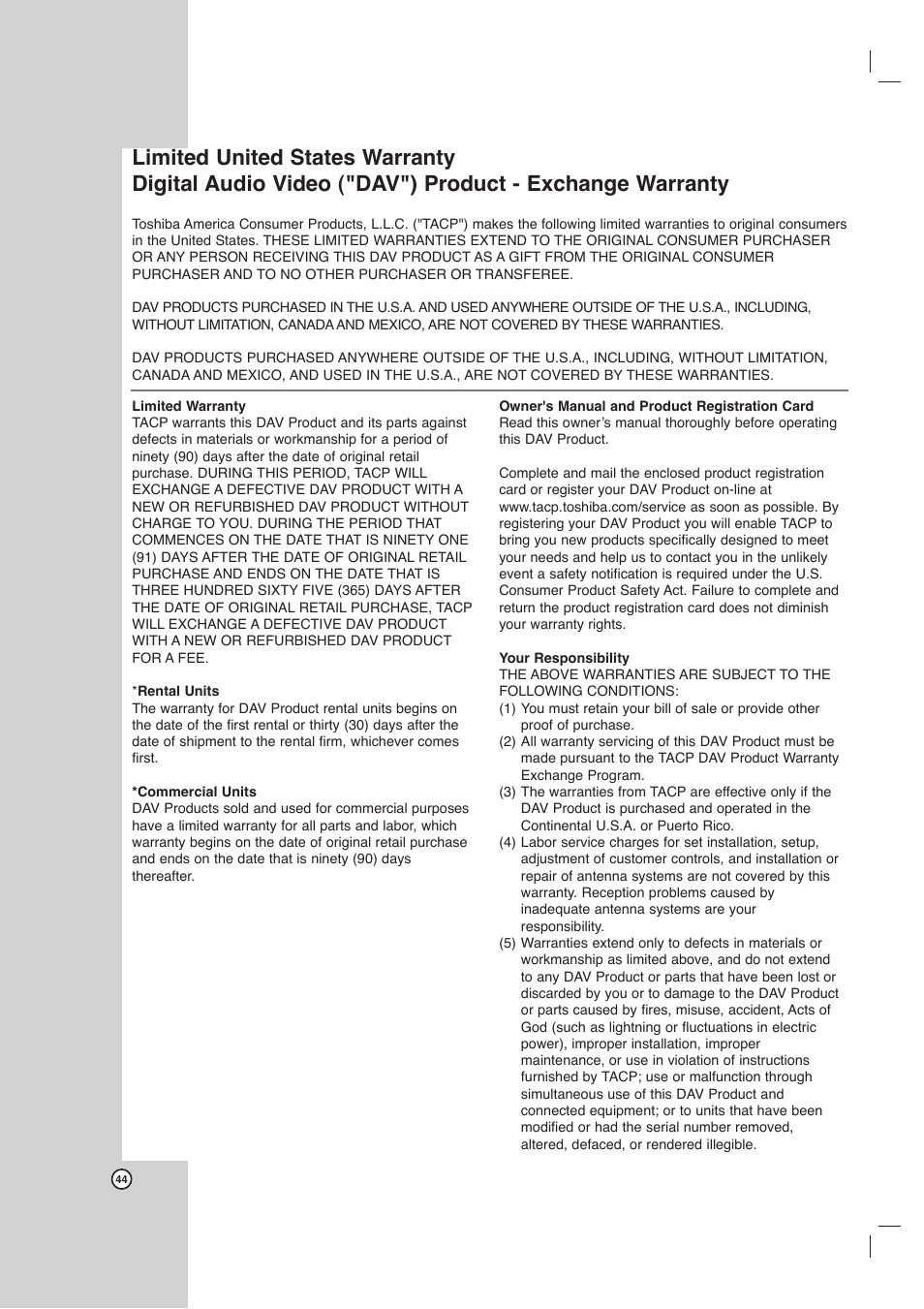 Toshiba SD-C67HTSU User Manual | Page 44 / 46