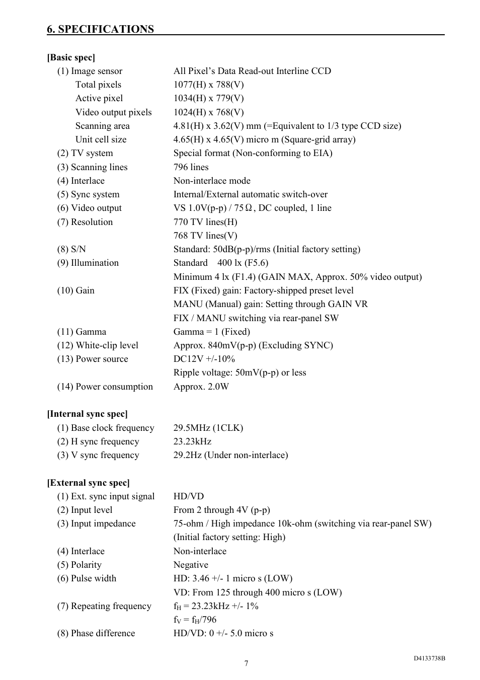 Specifications | Toshiba CS3950D User Manual | Page 13 / 23