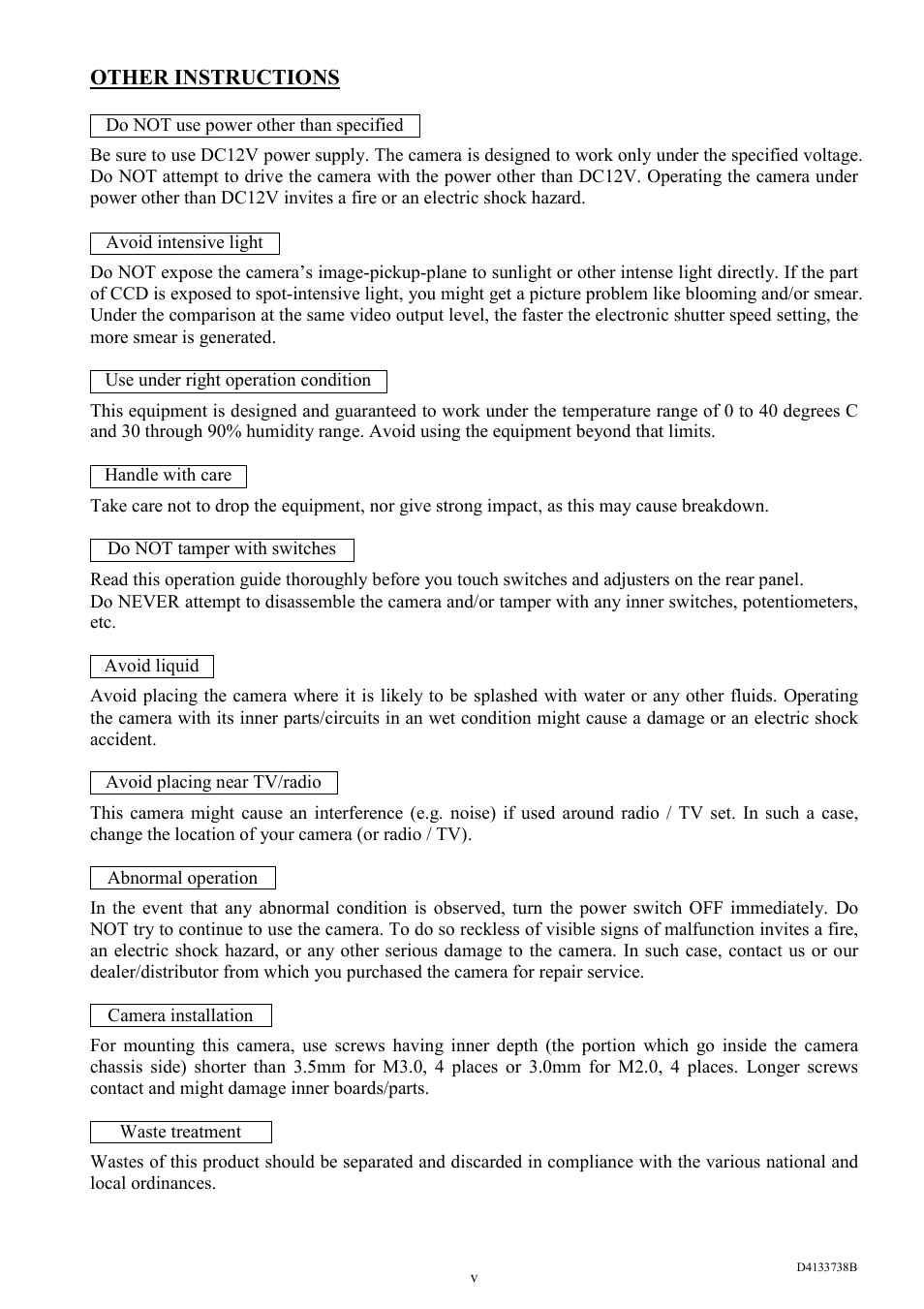 Other instructions | Toshiba CS3950D User Manual | Page 6 / 23
