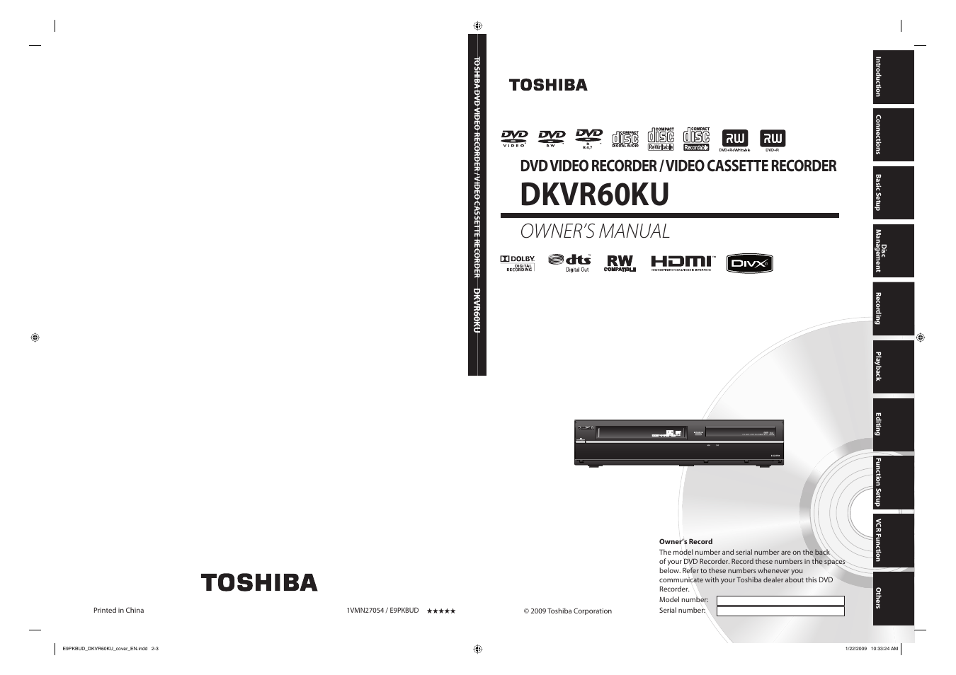 Toshiba DKVR60KU User Manual | 113 pages