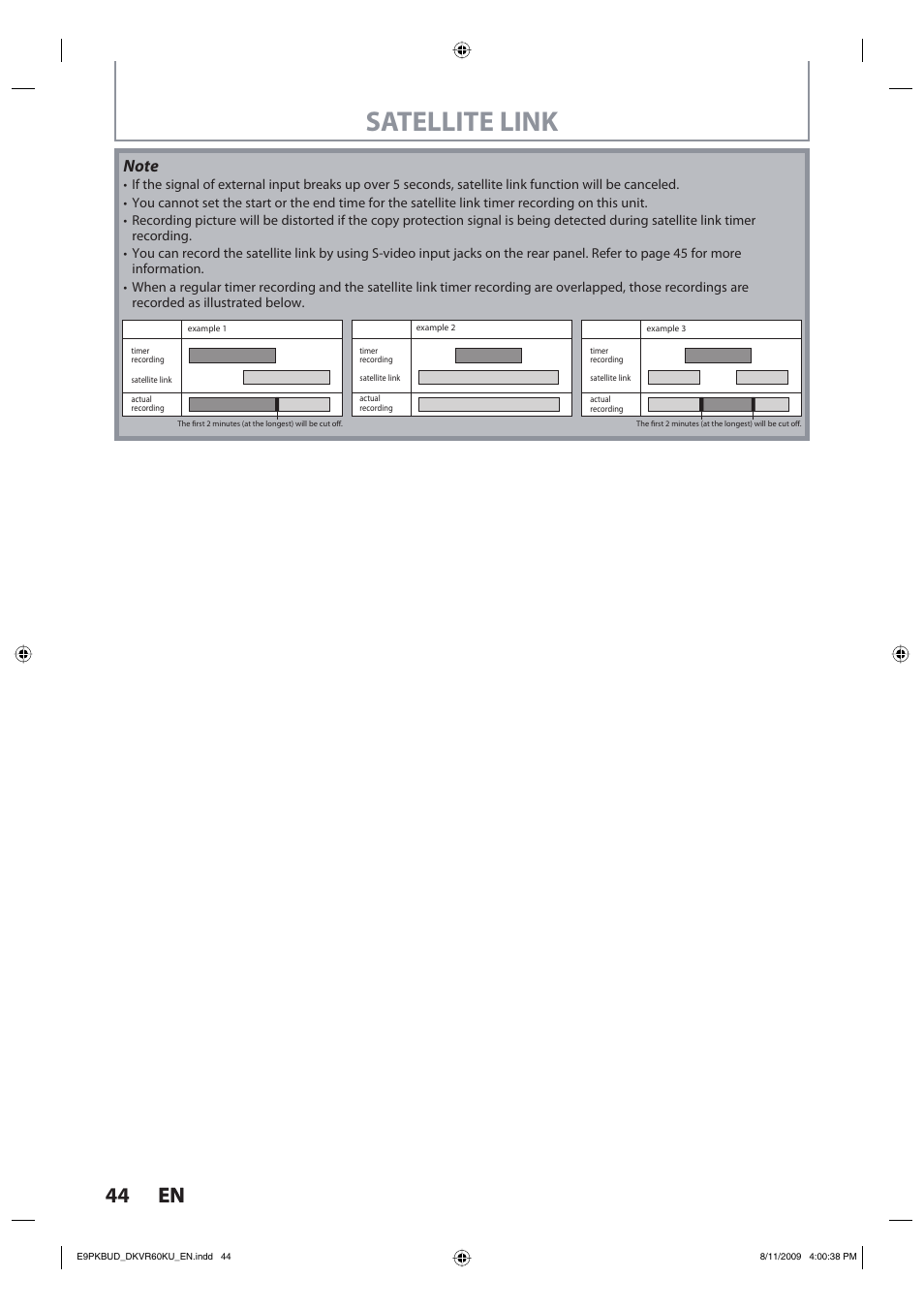 Satellite link, 44 en 44 en | Toshiba DKVR60KU User Manual | Page 44 / 113