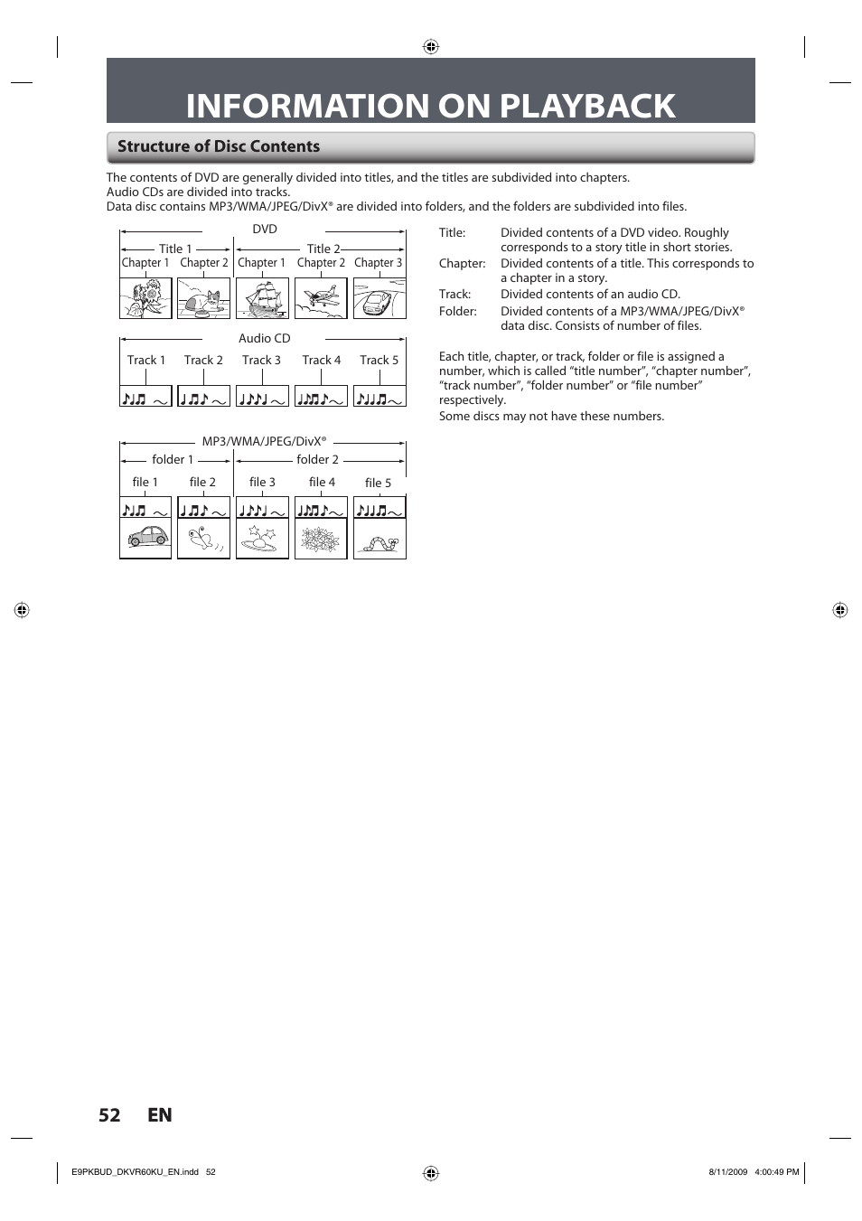 Information on playback, 52 en 52 en, Structure of disc contents | Toshiba DKVR60KU User Manual | Page 52 / 113