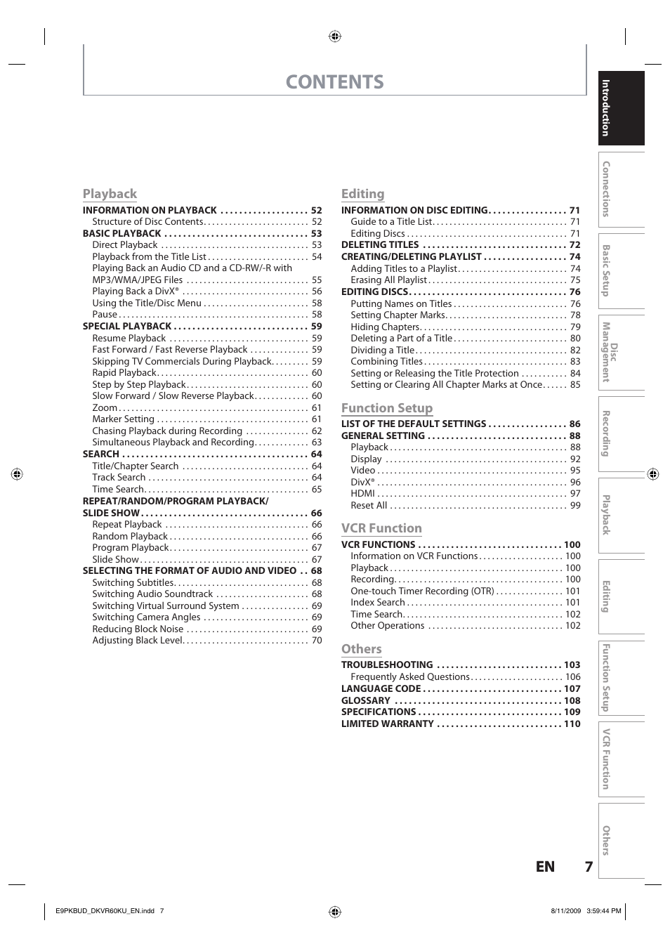 Toshiba DKVR60KU User Manual | Page 7 / 113