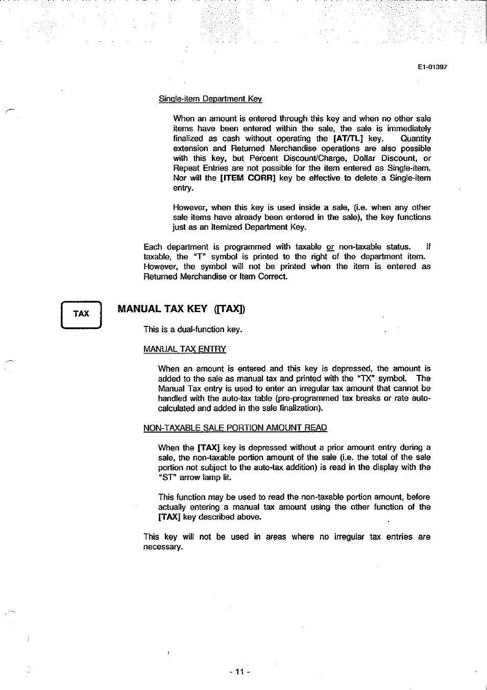 Manual tax key (\tax\) | Toshiba TEC MA-79 User Manual | Page 14 / 72