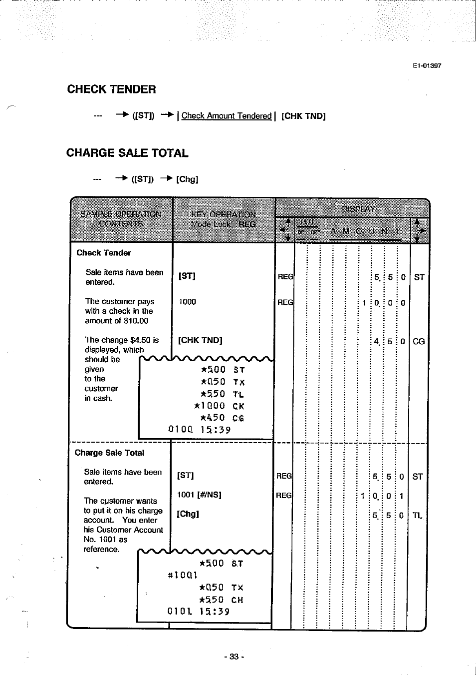 Check tender, Charge sale total | Toshiba TEC MA-79 User Manual | Page 36 / 72