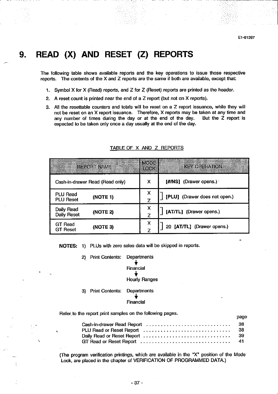 Read (x) and reset (z) reports | Toshiba TEC MA-79 User Manual | Page 40 / 72