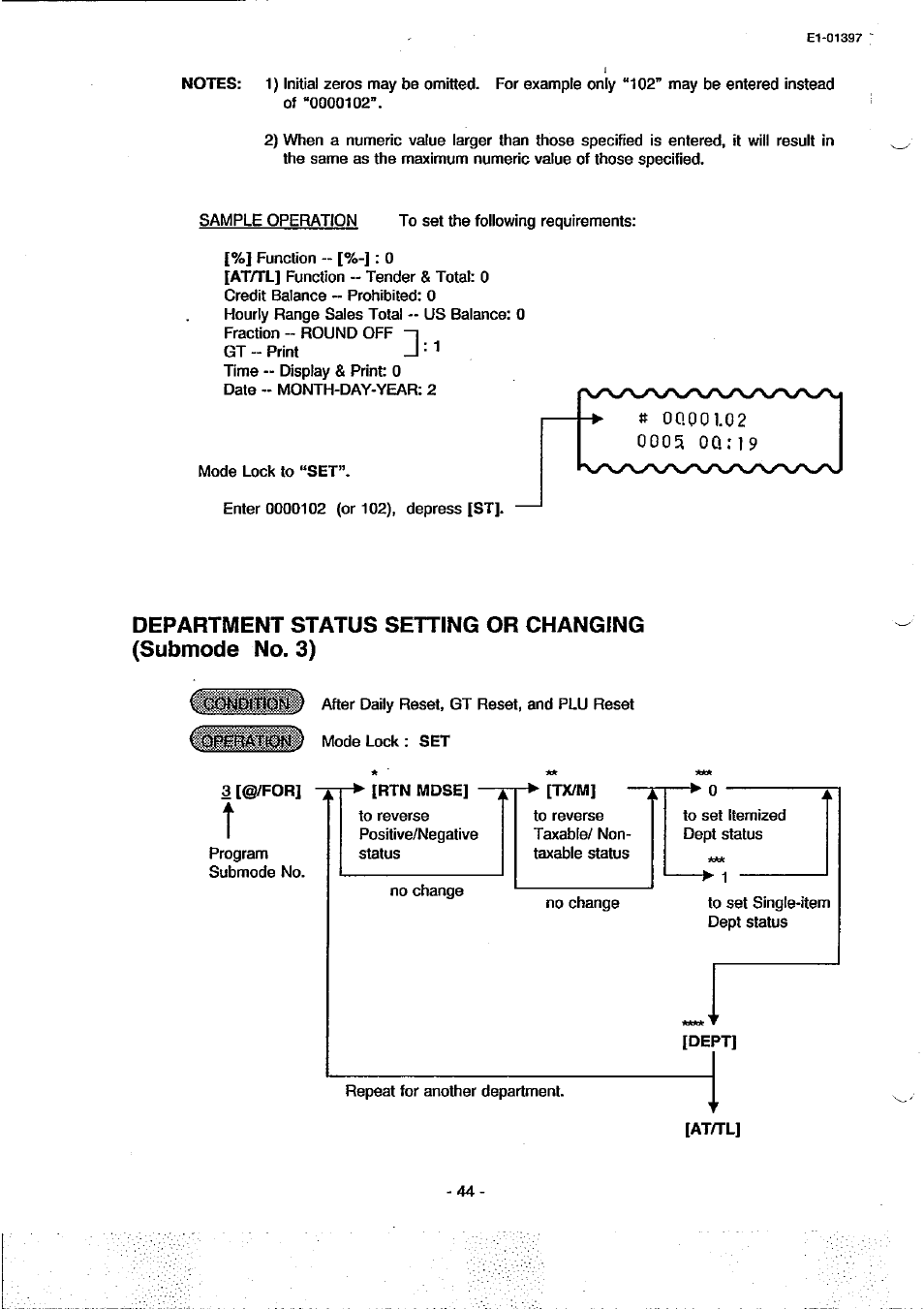 Department status setting or changing | Toshiba TEC MA-79 User Manual | Page 47 / 72