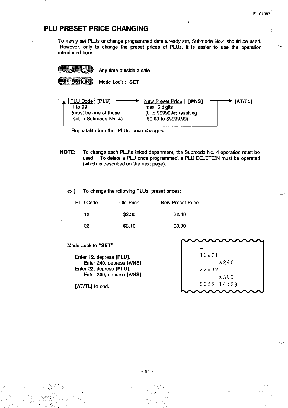 Plu preset price changing | Toshiba TEC MA-79 User Manual | Page 57 / 72