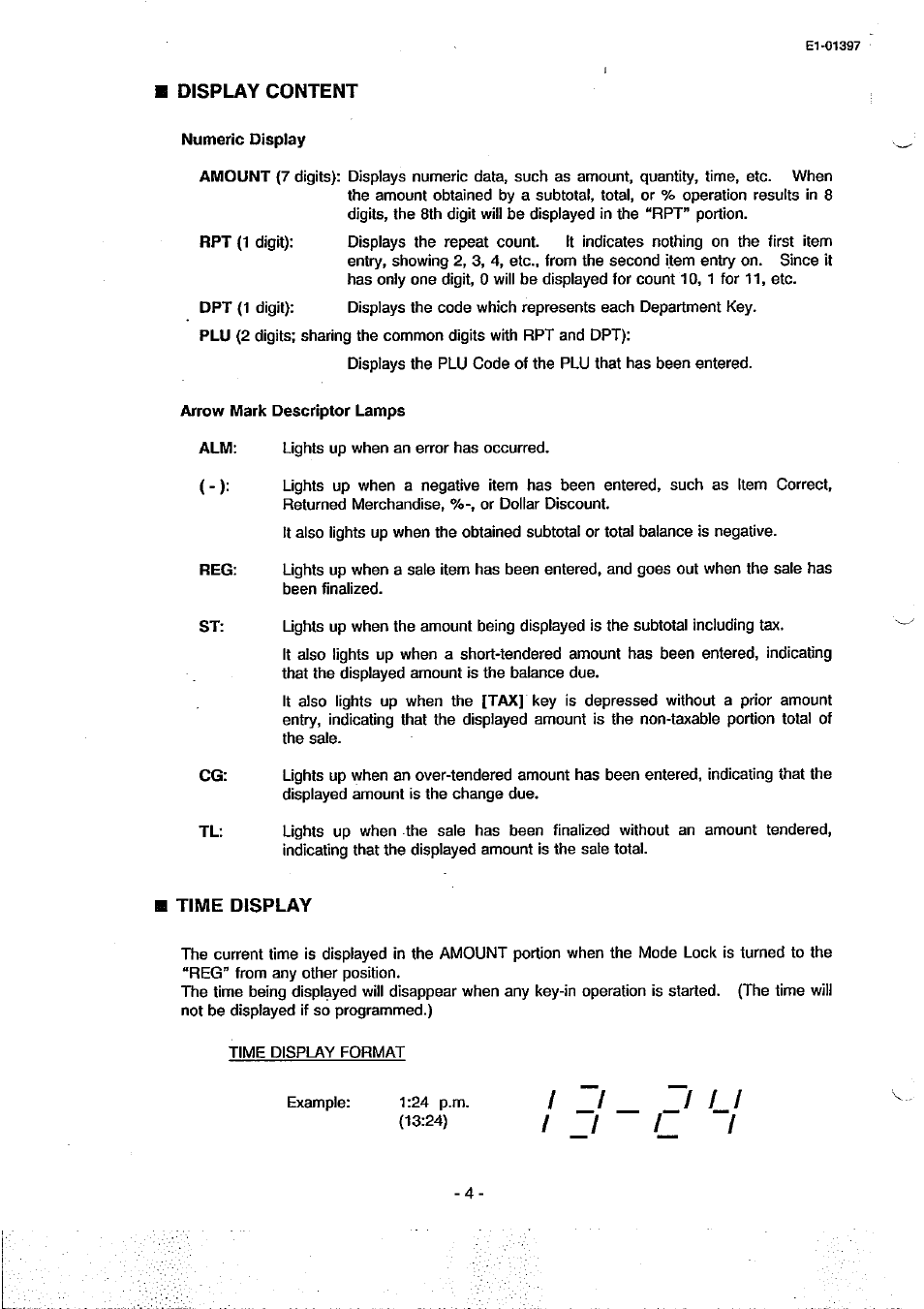 Display content, Time display | Toshiba TEC MA-79 User Manual | Page 7 / 72