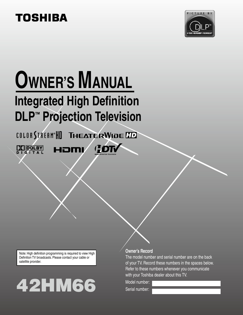 Toshiba 42HM66 User Manual | 36 pages