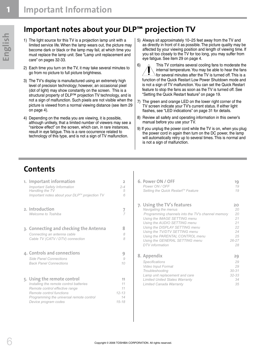 Toshiba 42HM66 User Manual | Page 6 / 36
