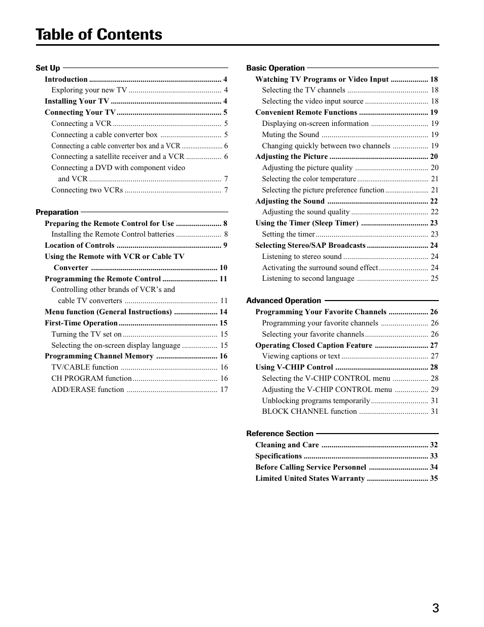 Toshiba 27A40 User Manual | Page 3 / 36