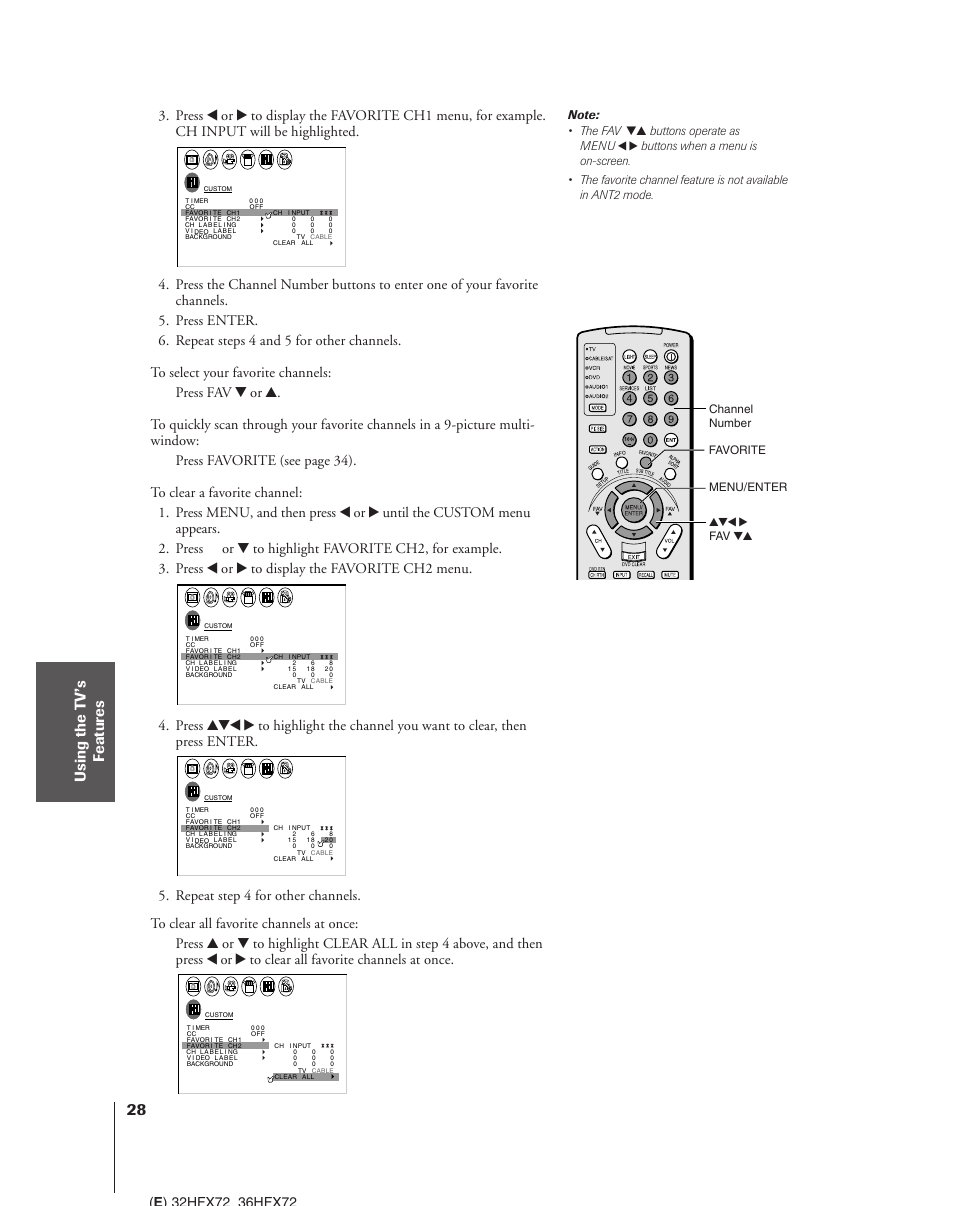 Toshiba 32HFX72 User Manual | Page 28 / 58