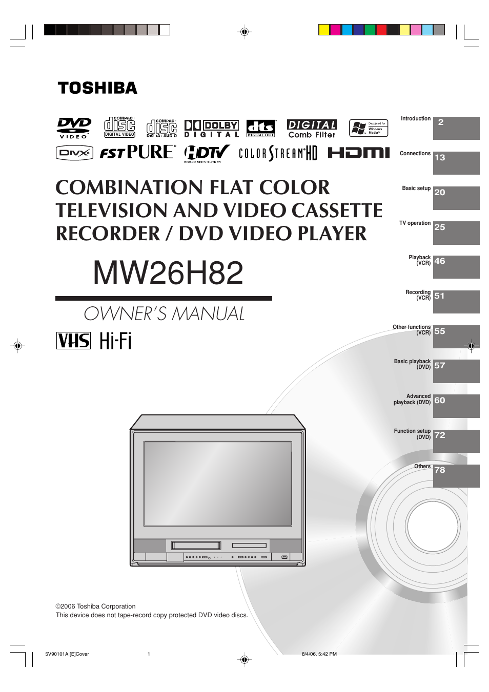 Toshiba MW26H82 User Manual | 84 pages