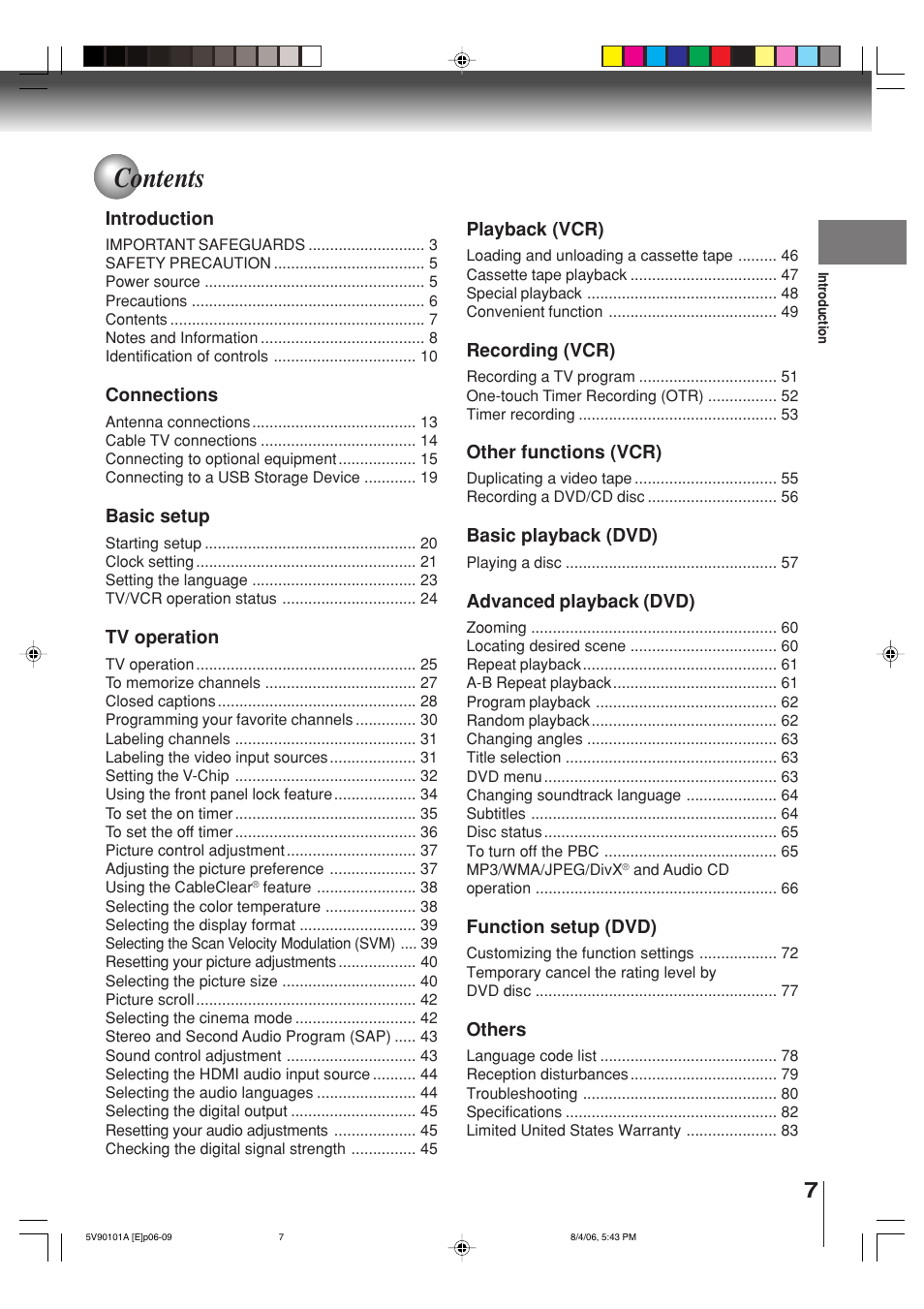 Toshiba MW26H82 User Manual | Page 7 / 84