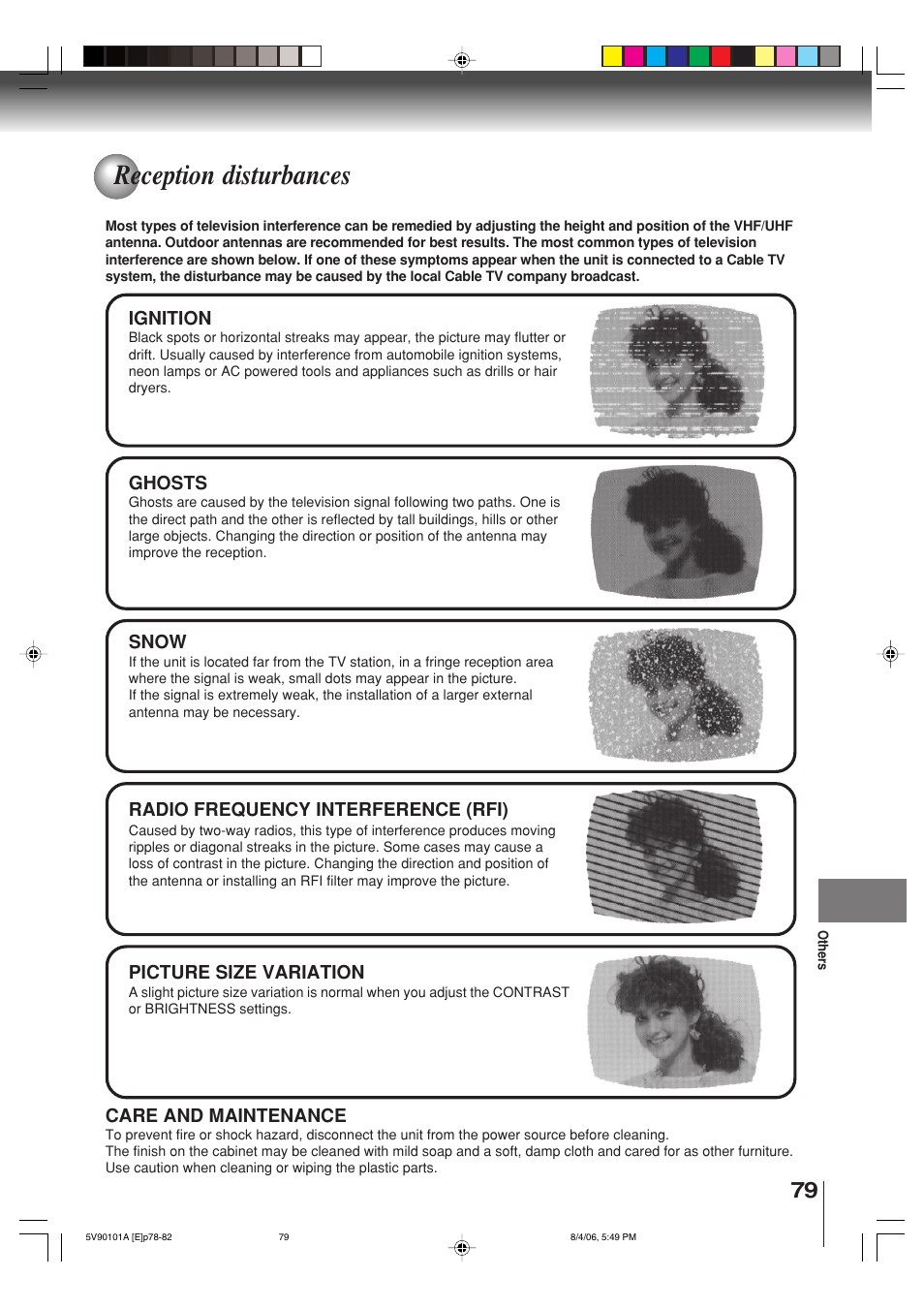 Reception disturbances | Toshiba MW26H82 User Manual | Page 79 / 84