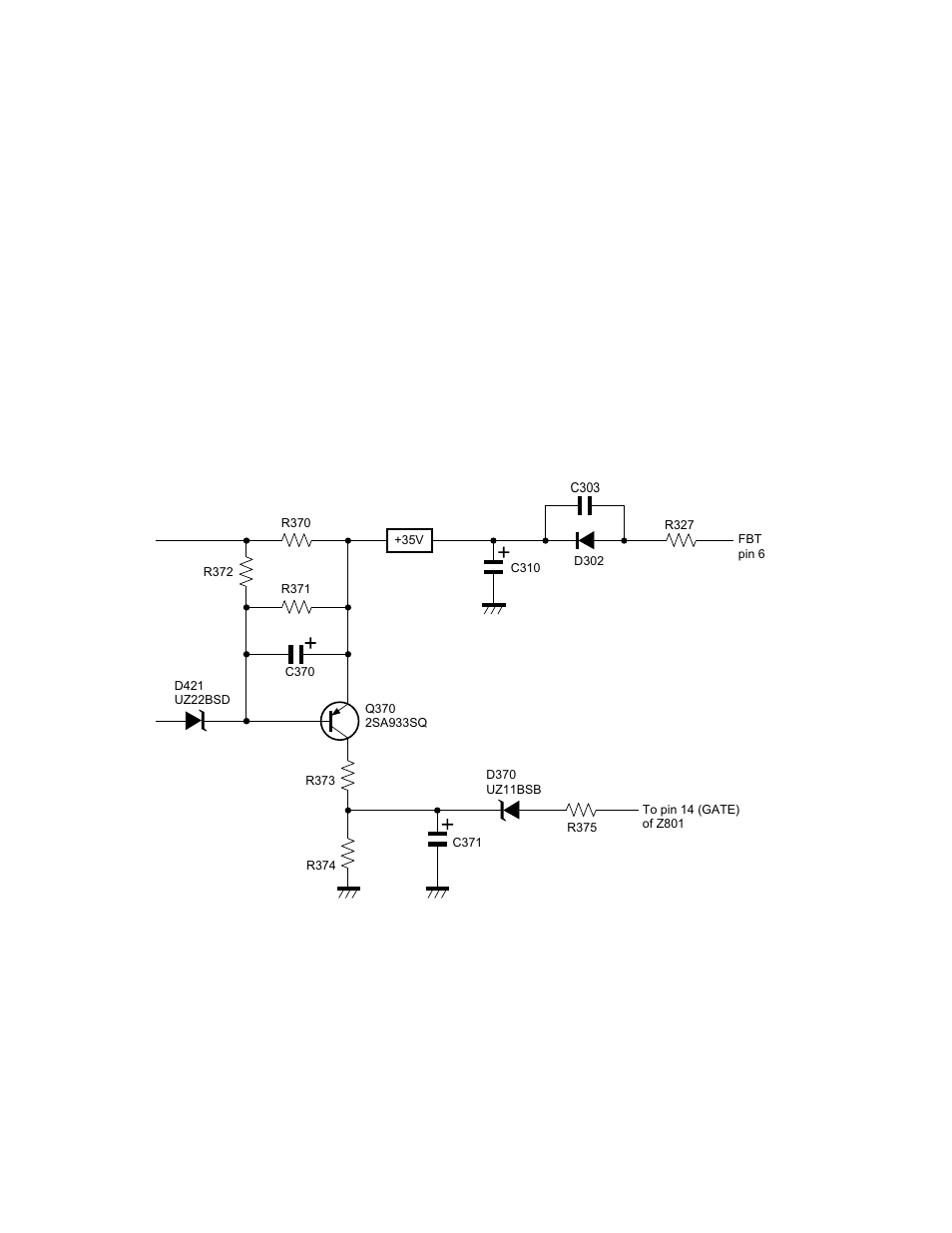 Protection circuit for v deflection stop, 1. +35v over current protection circuit | Toshiba TW40F80 User Manual | Page 64 / 101