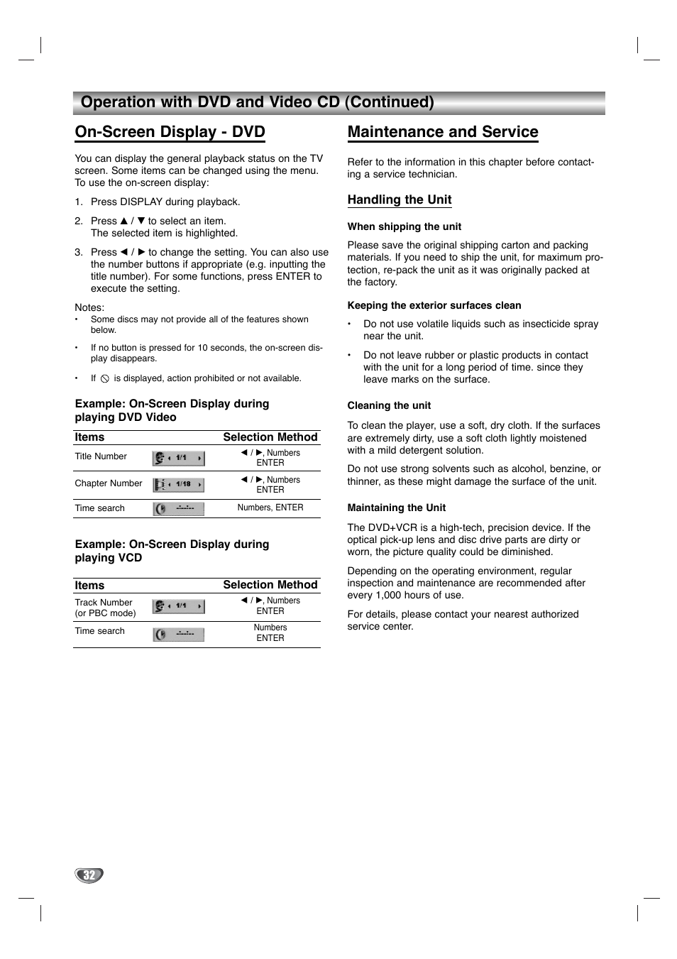 Maintenance and service | Toshiba SD-KV540SU User Manual | Page 32 / 43