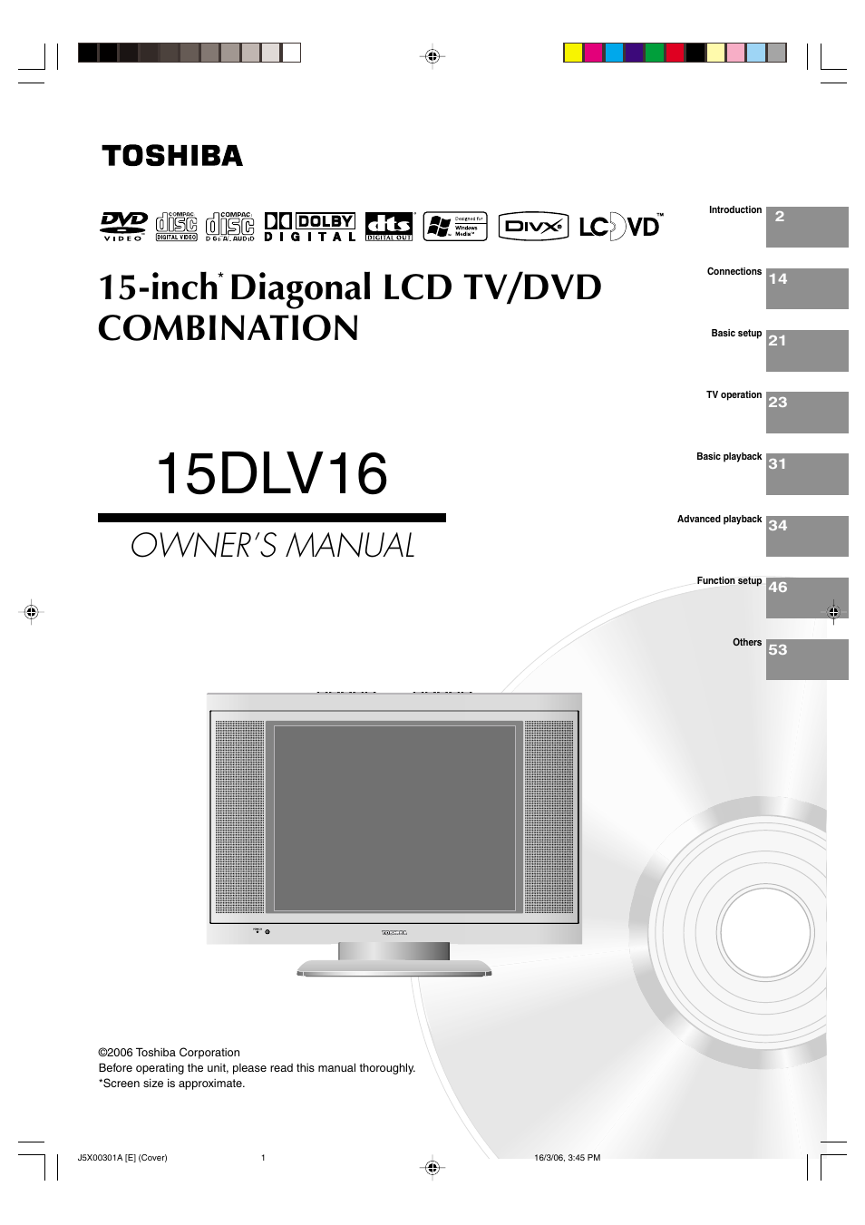 Toshiba 15DLV16 User Manual | 60 pages