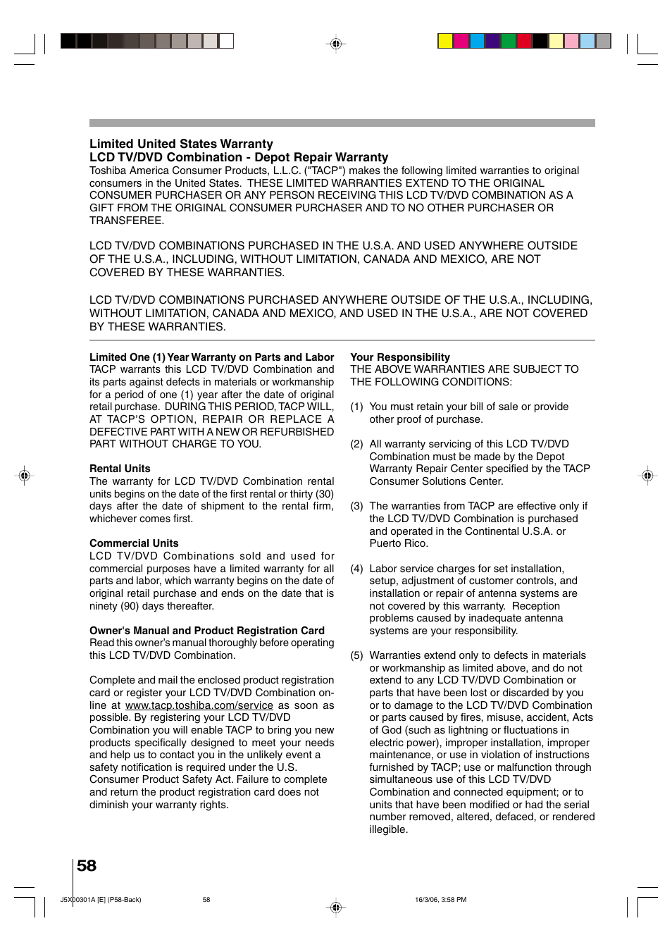 Toshiba 15DLV16 User Manual | Page 58 / 60