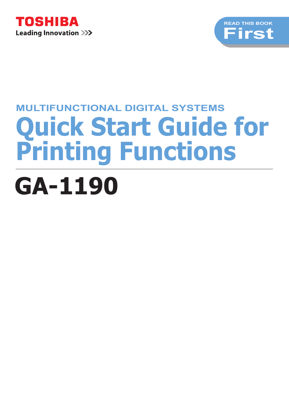 Toshiba Multifunctional Digital System GA-1190 User Manual | 62 pages