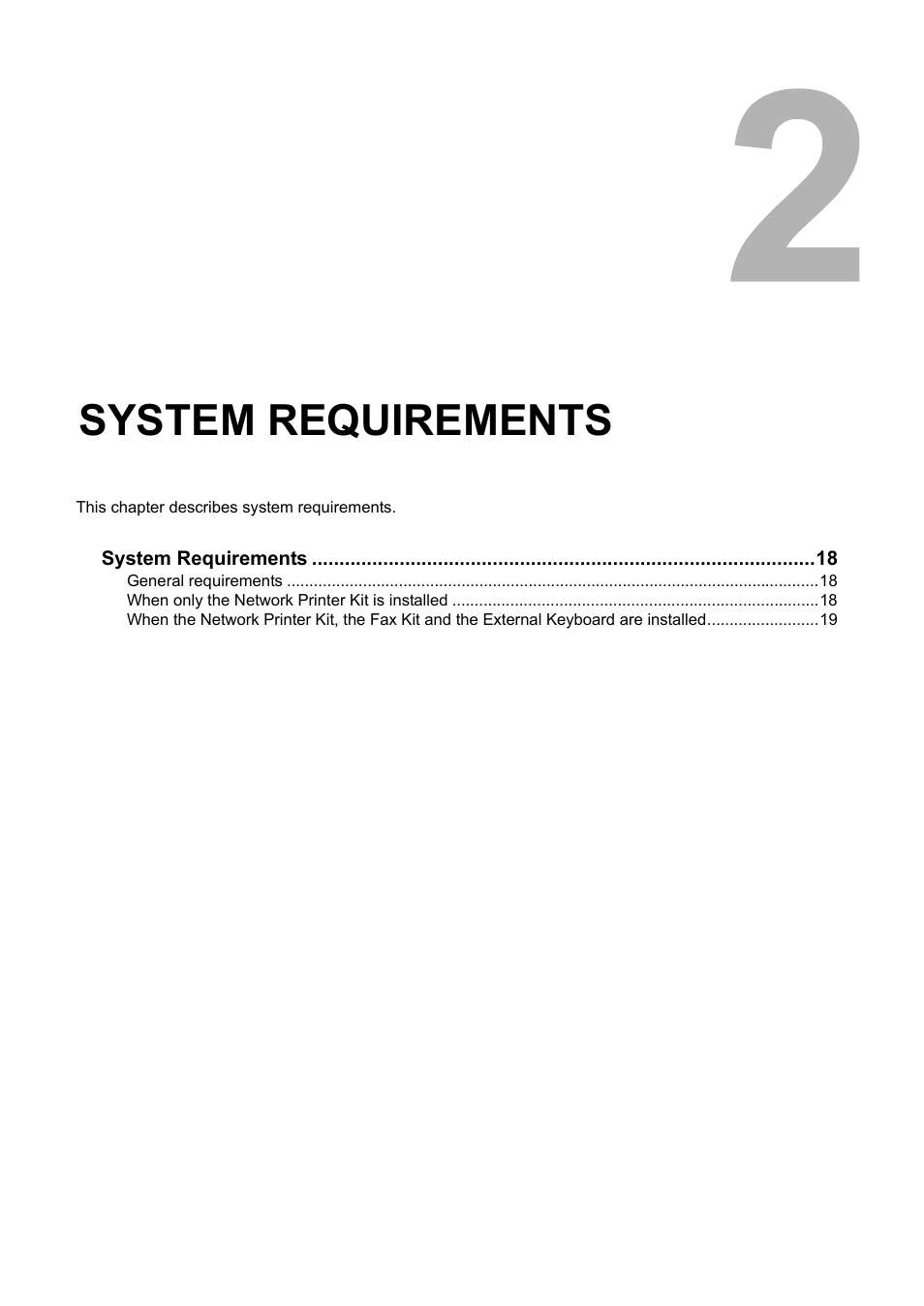 System requirements, Chapter 2 | Toshiba Multifunctional Digital System GA-1190 User Manual | Page 19 / 62