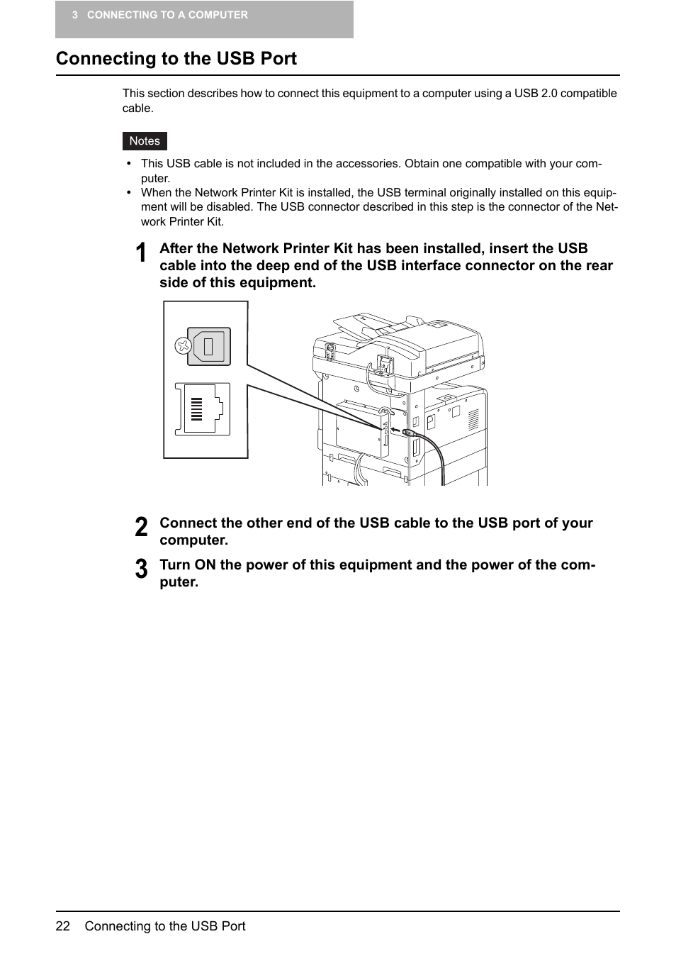 Connecting to the usb port | Toshiba Multifunctional Digital System GA-1190 User Manual | Page 24 / 62