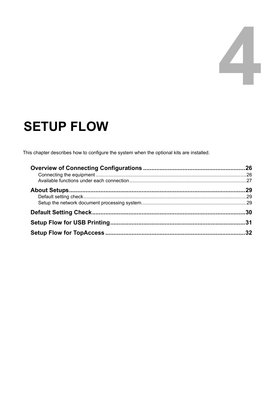 Setup flow, Chapter 4 | Toshiba Multifunctional Digital System GA-1190 User Manual | Page 27 / 62