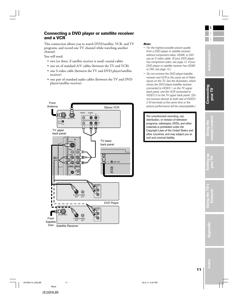 Toshiba 32HL85 User Manual | Page 11 / 58