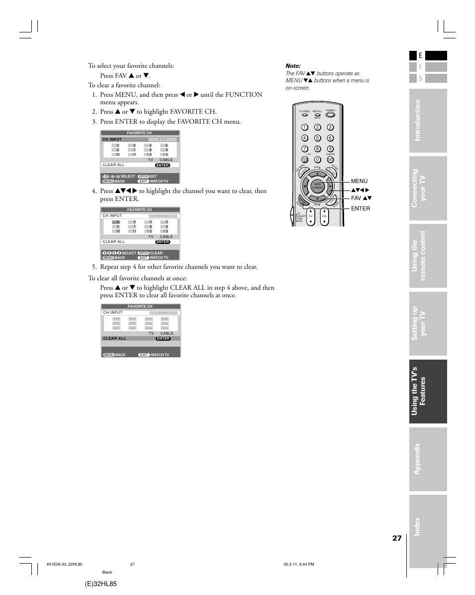 E)32hl85 | Toshiba 32HL85 User Manual | Page 27 / 58