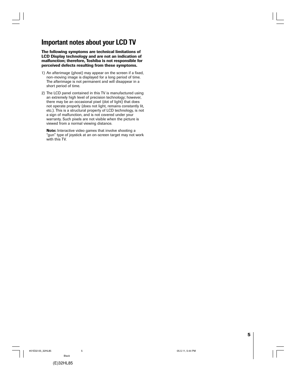 Toshiba 32HL85 User Manual | Page 5 / 58