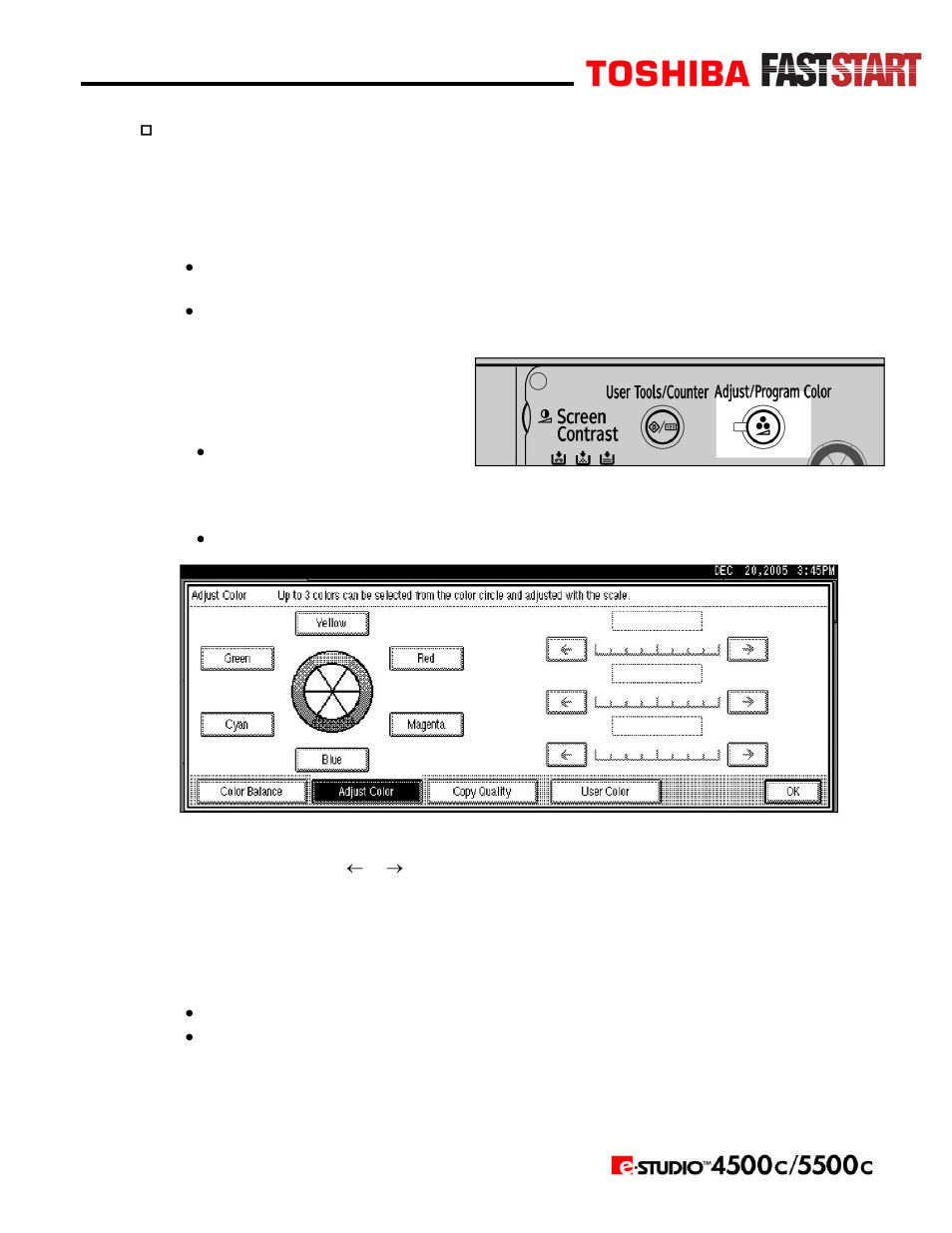 Color adjustment | Toshiba e-STUDIO5500c User Manual | Page 20 / 25