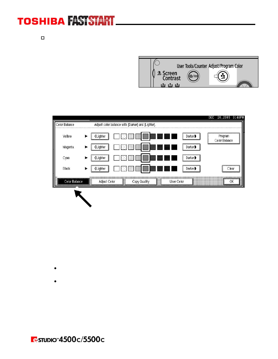 Color balance | Toshiba e-STUDIO5500c User Manual | Page 21 / 25