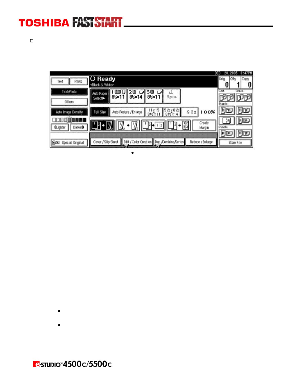 Basic copying procedure | Toshiba e-STUDIO5500c User Manual | Page 7 / 25