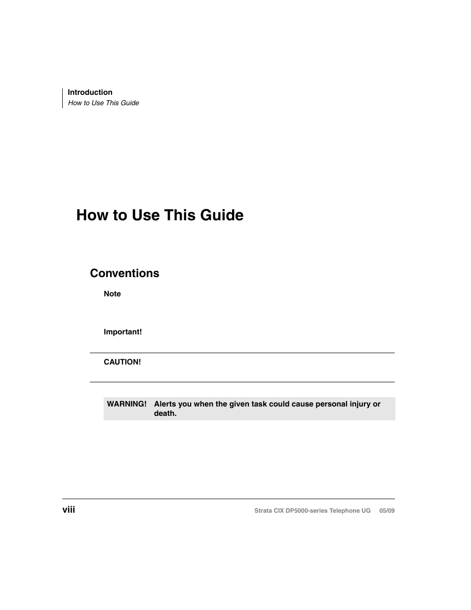 How to use this guide, Conventions | Toshiba STRATA DP5000 User Manual | Page 14 / 142