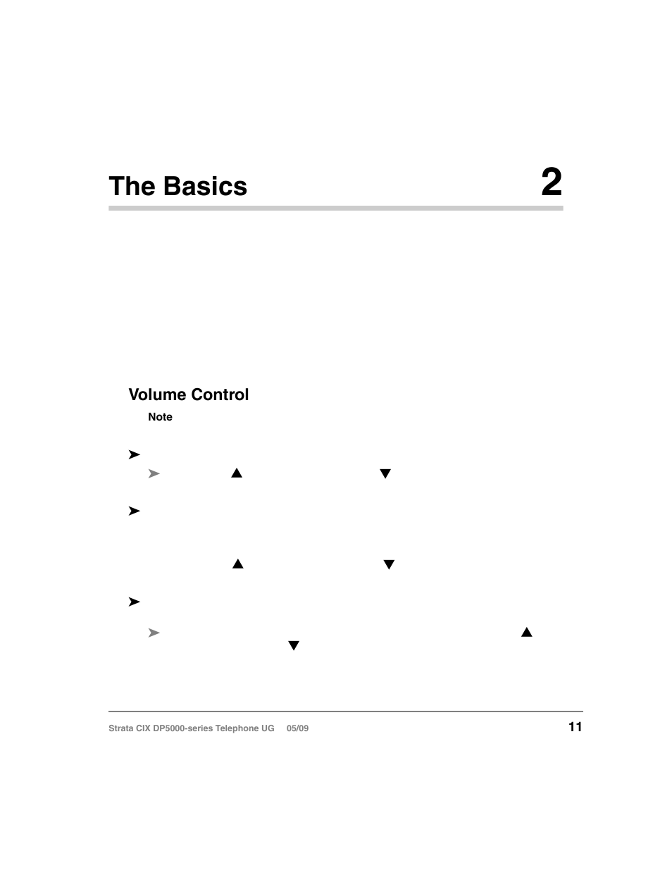 The basics 2, Customizing your telephone, Volume control | Chapter 2 — the basics, Chapter 2 – the basics, The basics | Toshiba STRATA DP5000 User Manual | Page 27 / 142