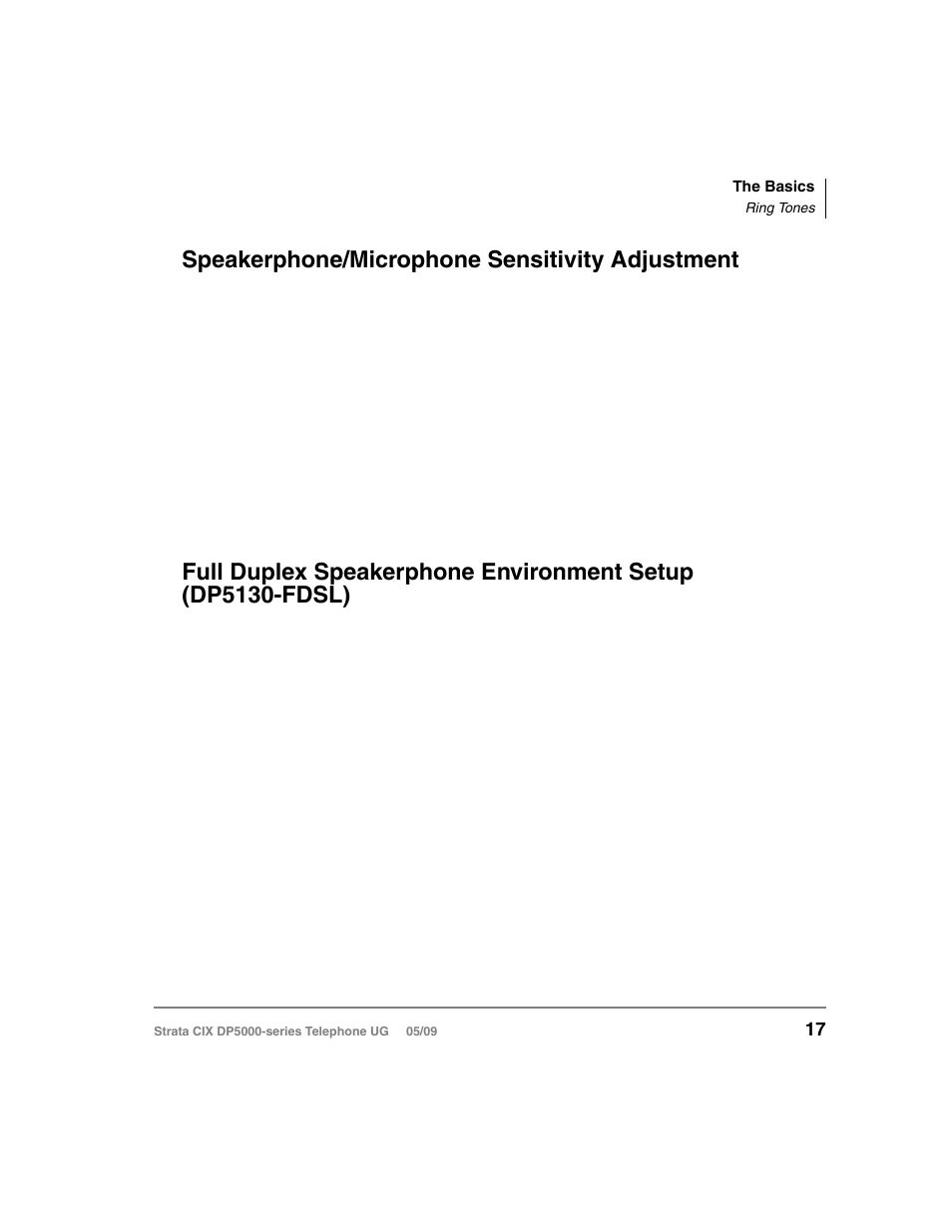 Speakerphone/microphone sensitivity adjustment, Dp5130-fdsl) | Toshiba STRATA DP5000 User Manual | Page 33 / 142