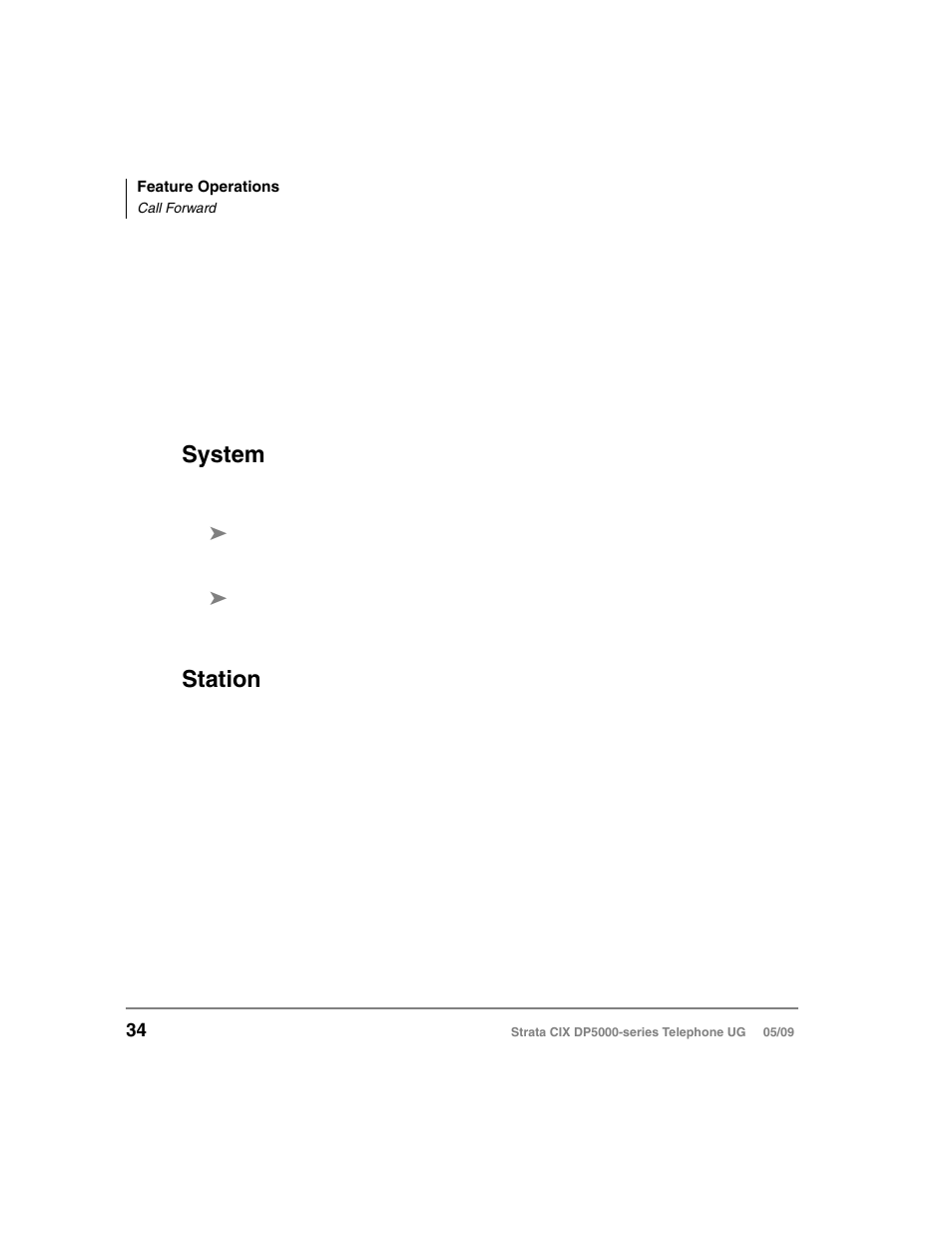 Call forward, System, Station | System station | Toshiba STRATA DP5000 User Manual | Page 50 / 142