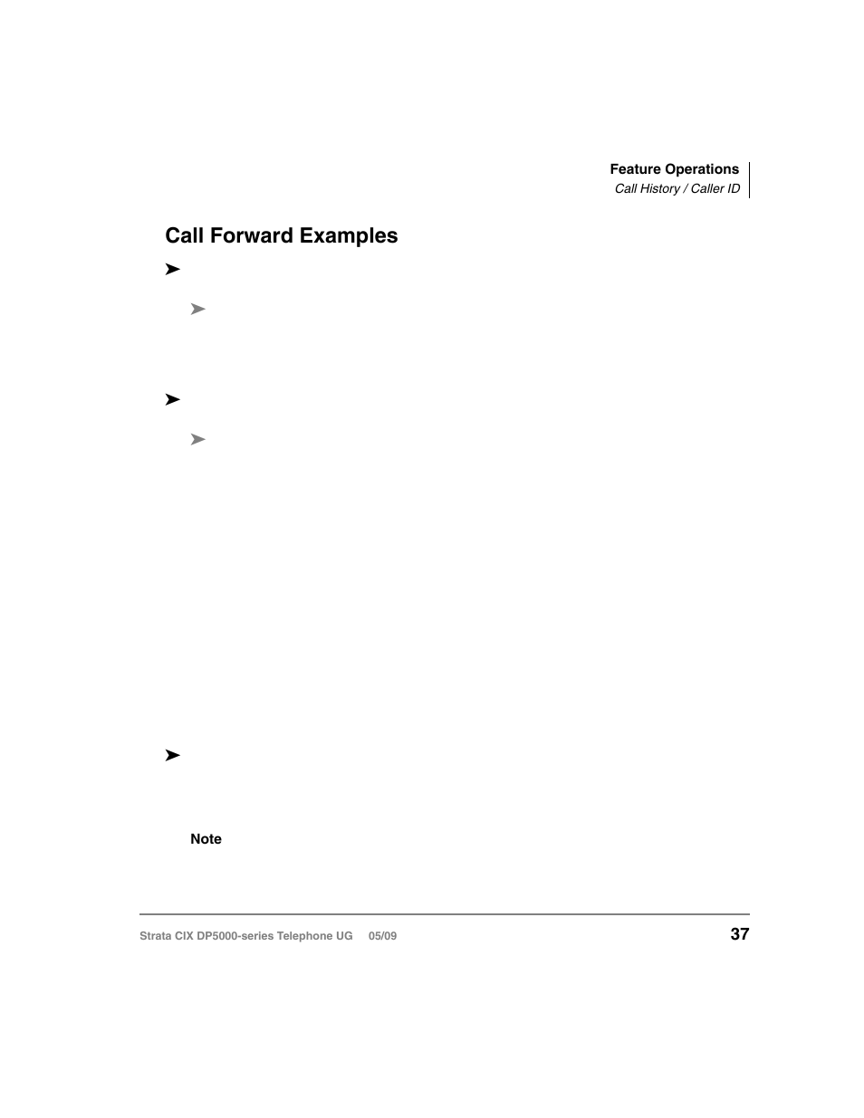 Call forward examples, Call history / caller id | Toshiba STRATA DP5000 User Manual | Page 53 / 142