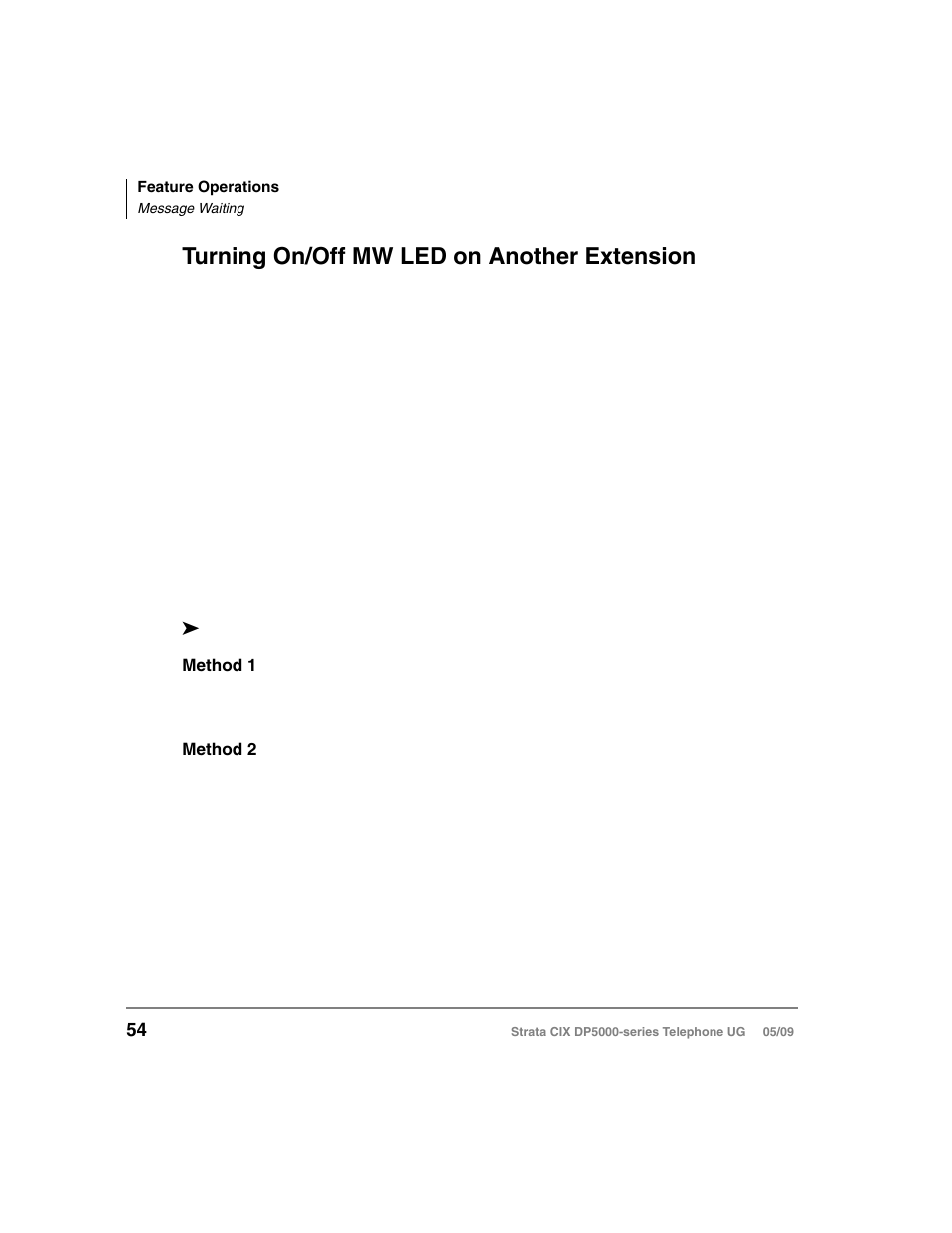 Turning on/off mw led on another extension | Toshiba STRATA DP5000 User Manual | Page 70 / 142