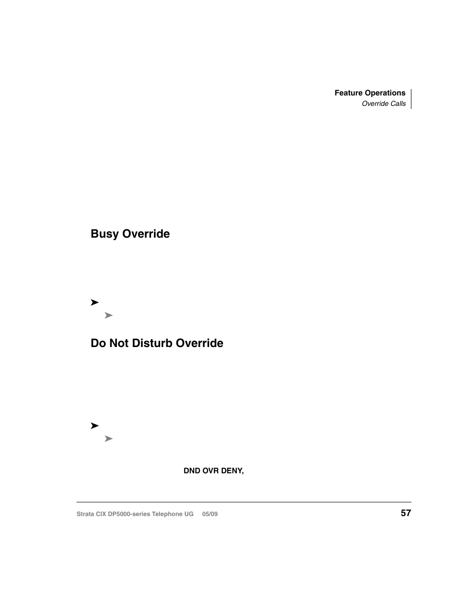 Override calls, Busy override, Do not disturb override | Busy override do not disturb override | Toshiba STRATA DP5000 User Manual | Page 73 / 142