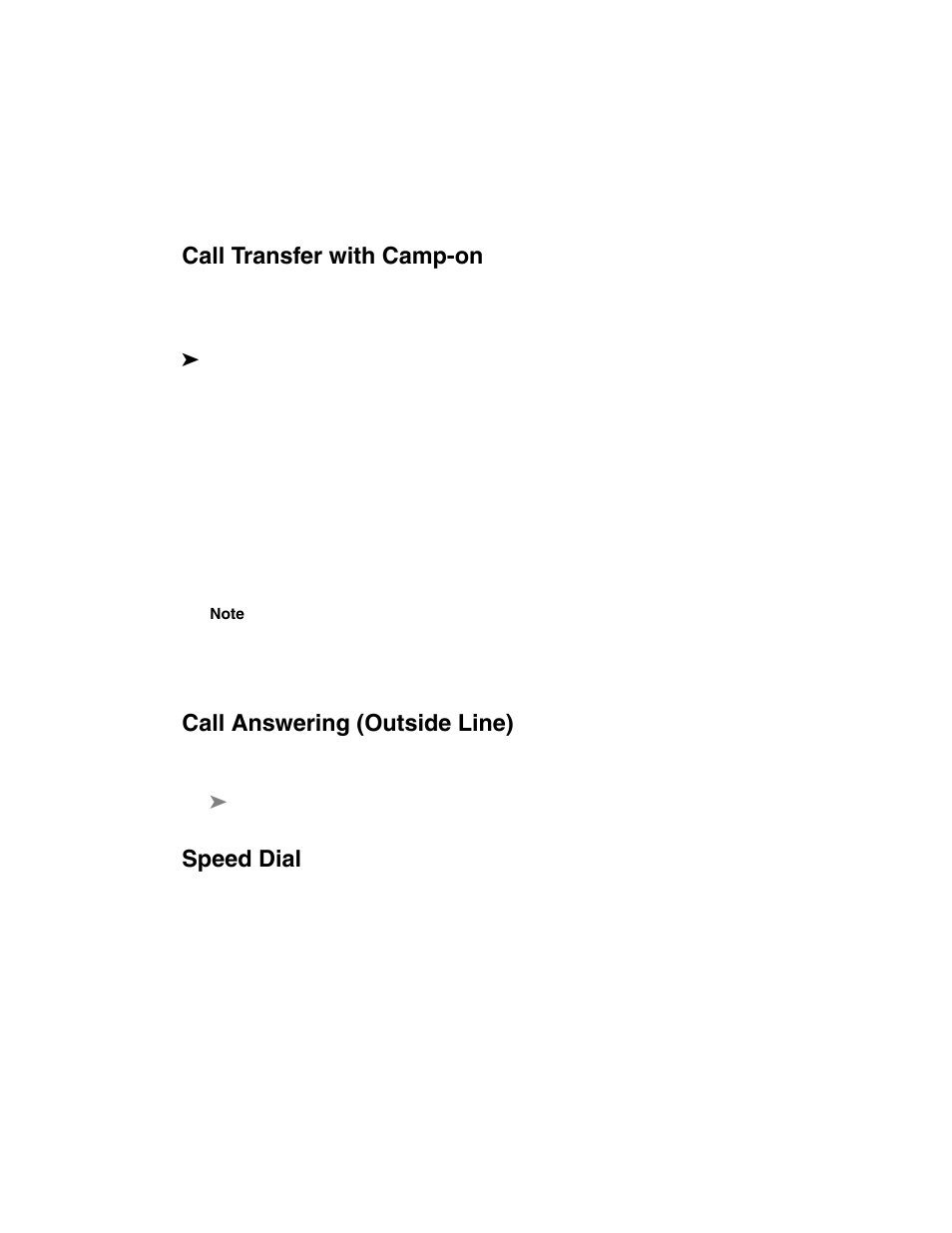 Call transfer with camp-on, Call answering (outside line), Speed dial | Toshiba STRATA DP5000 User Manual | Page 92 / 142