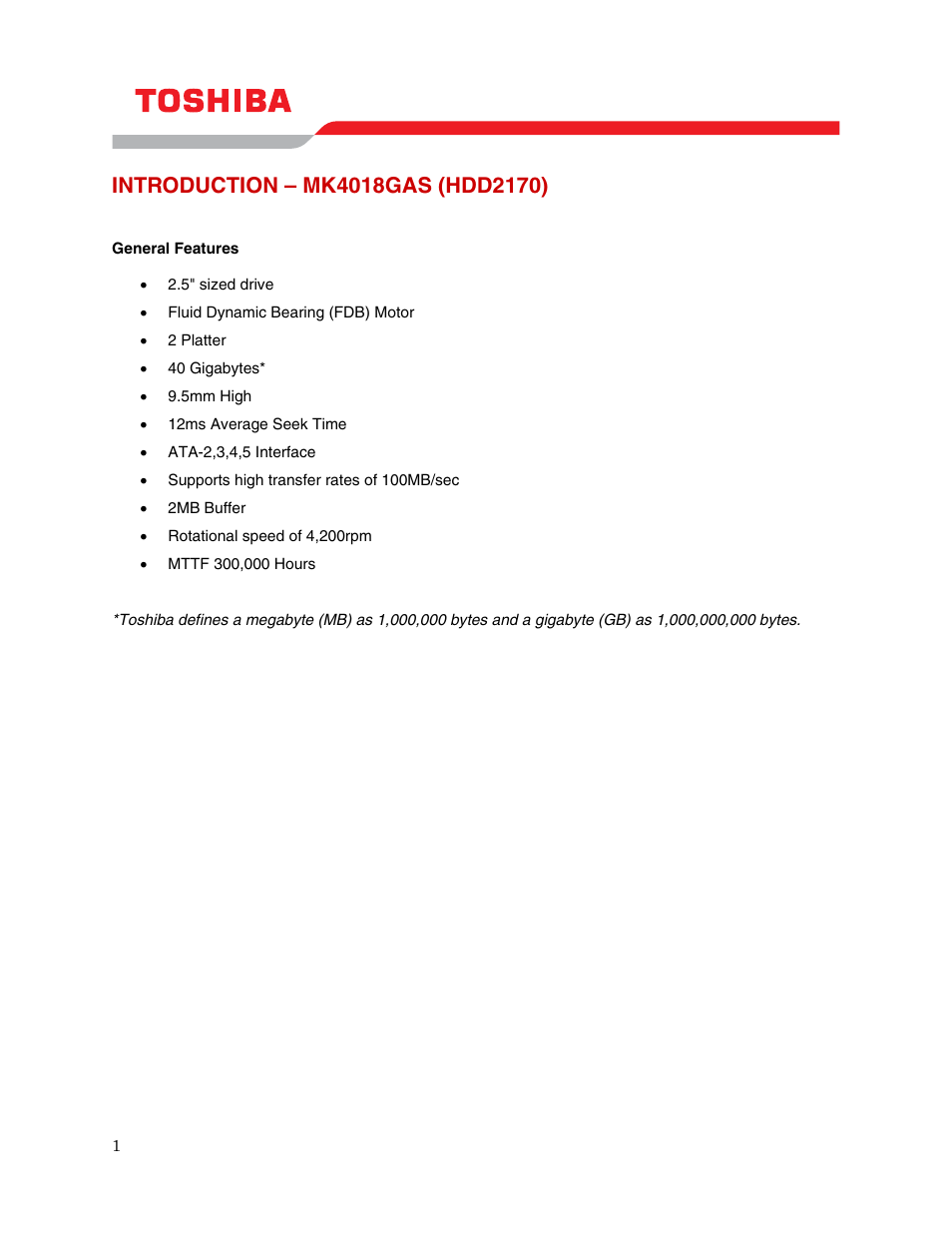 Introduction – mk4018gas (hdd2170) | Toshiba MK4018GAS (HDD2170) User Manual | Page 3 / 11