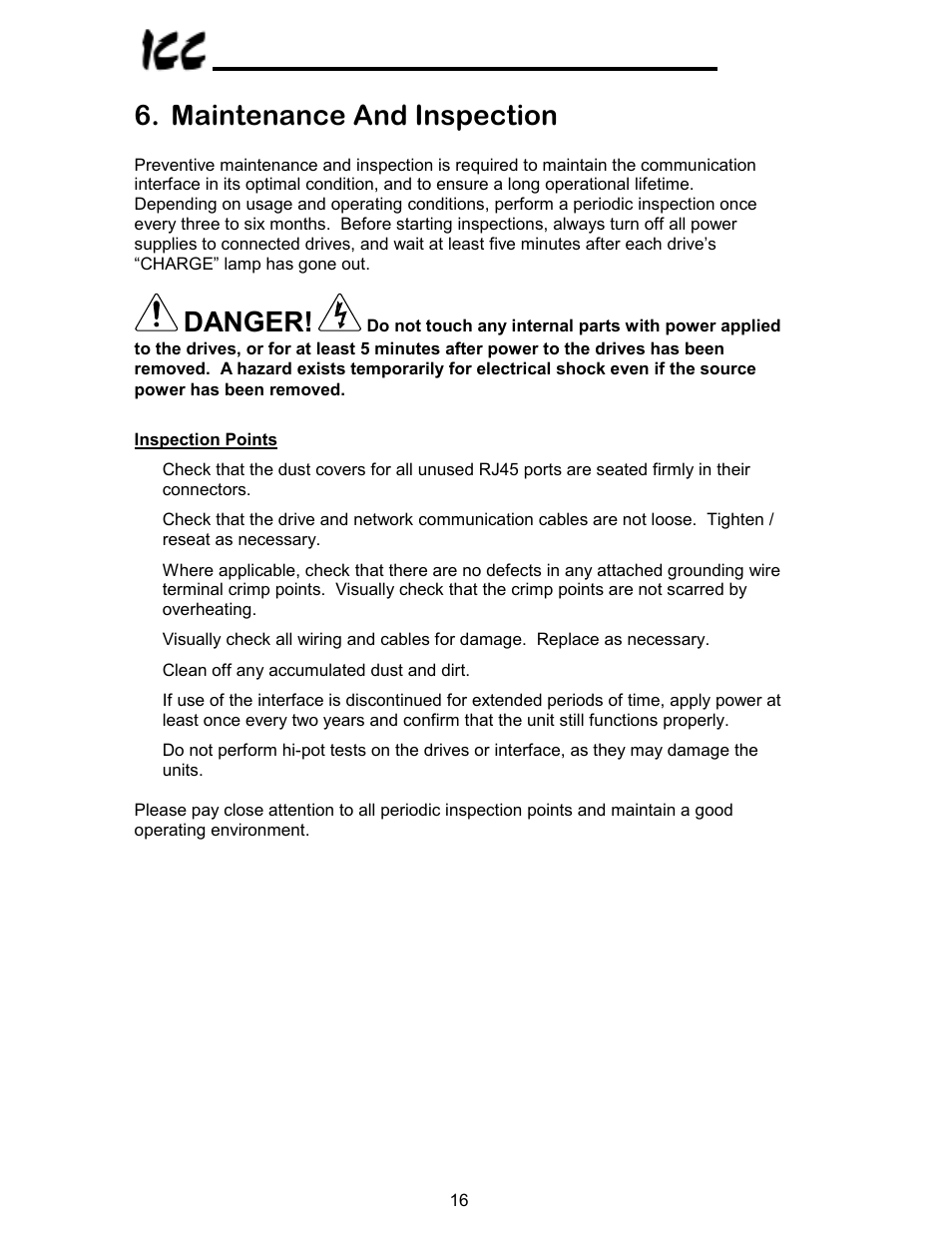 Maintenance and inspection, Danger | Toshiba PROFIBUS-DP PBDP-110 User Manual | Page 17 / 38