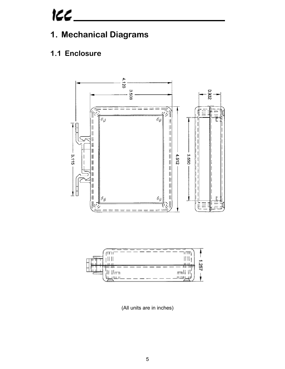 Mechanical diagrams, 1 enclosure | Toshiba PROFIBUS-DP PBDP-110 User Manual | Page 6 / 38