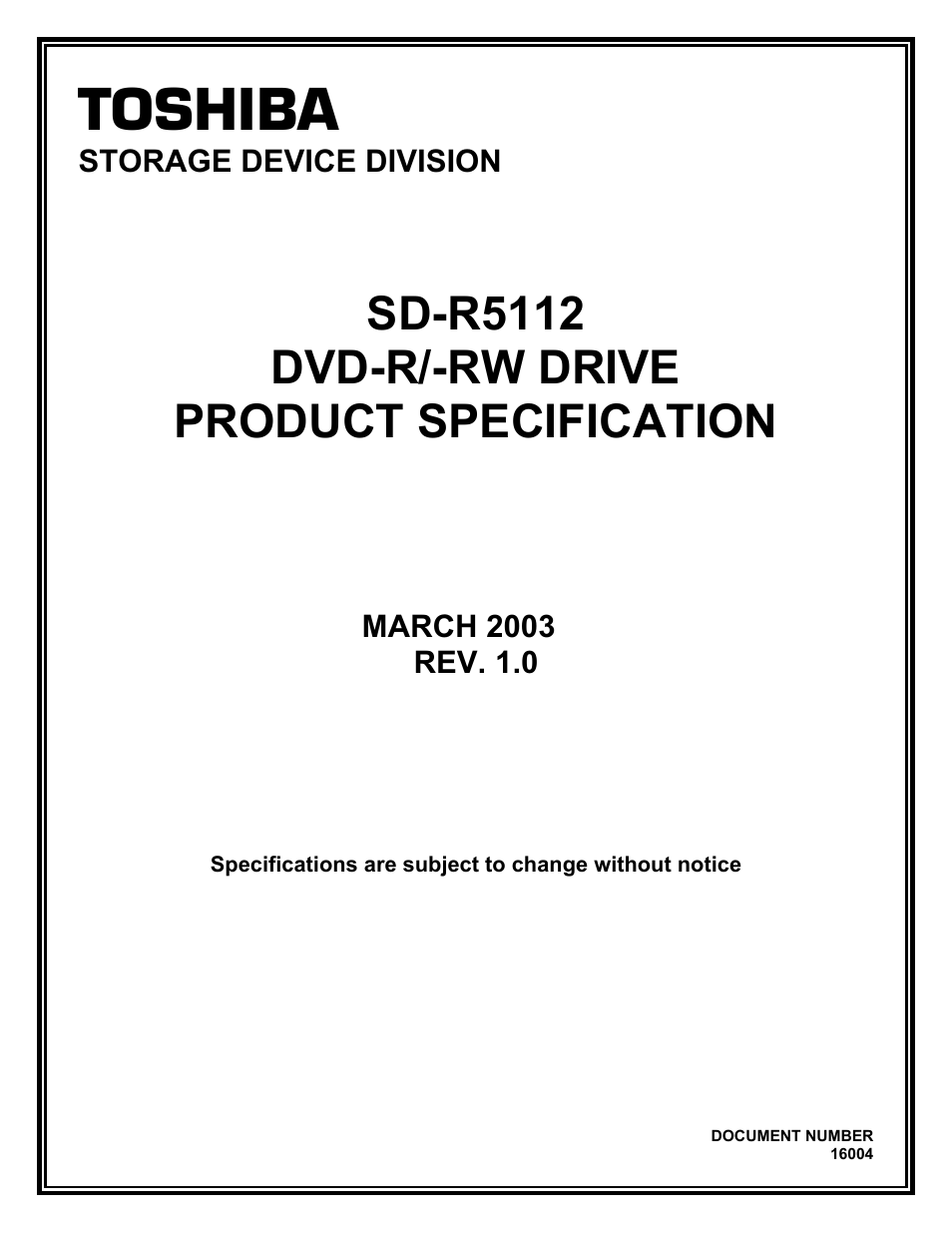 Toshiba SD-R5112 User Manual | 38 pages