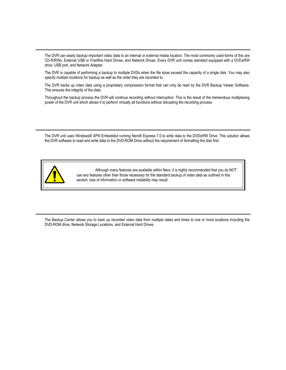 Backup overview, Nero® express, Backup center overview | Toshiba XVR16-60-X User Manual | Page 100 / 131